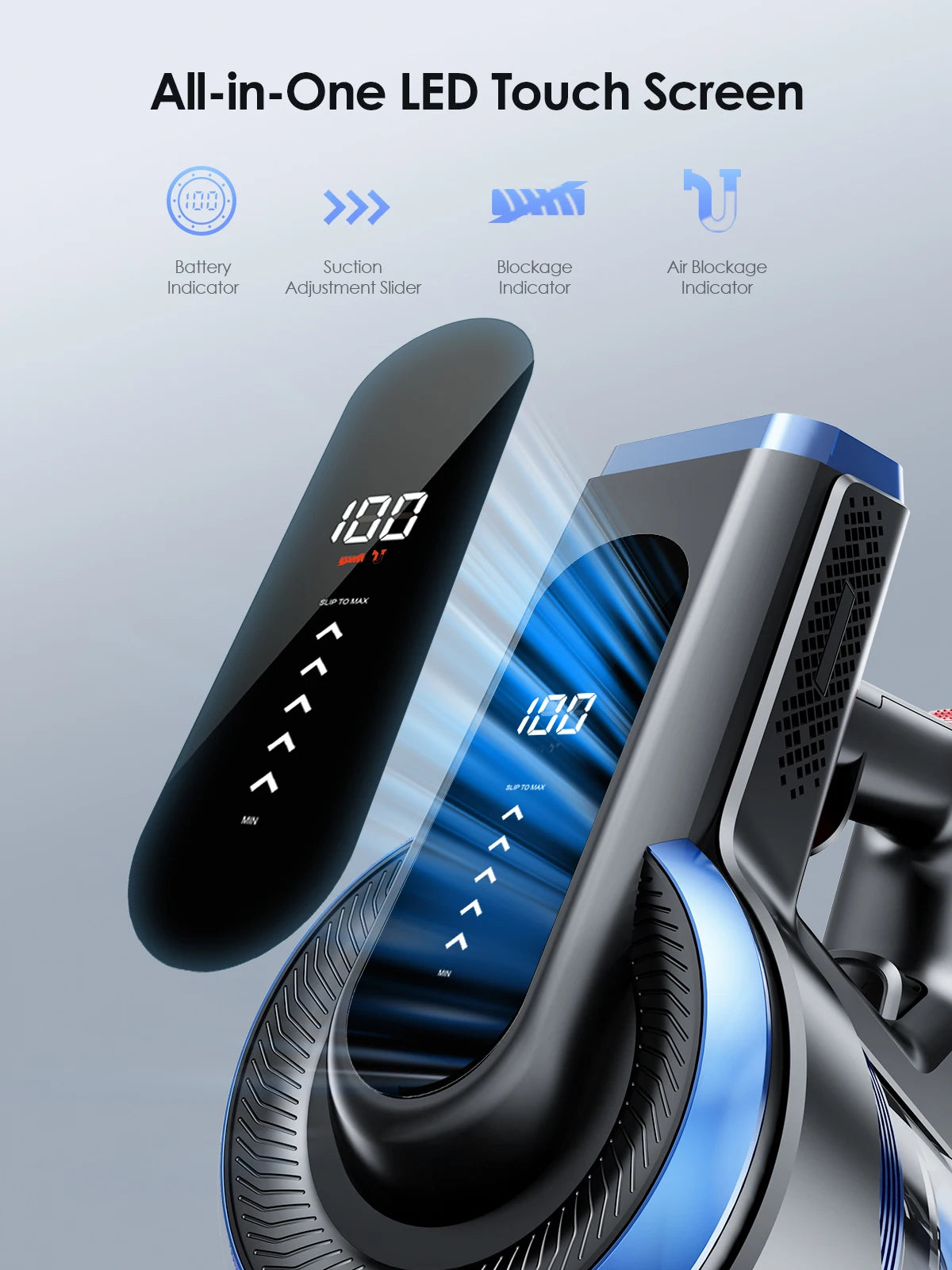 Cordless Vacuum Cleaners Honiture 450W Handheld Removable Battery 55 Mins Wireless smart Home Appliance Touch Screen 38000pa