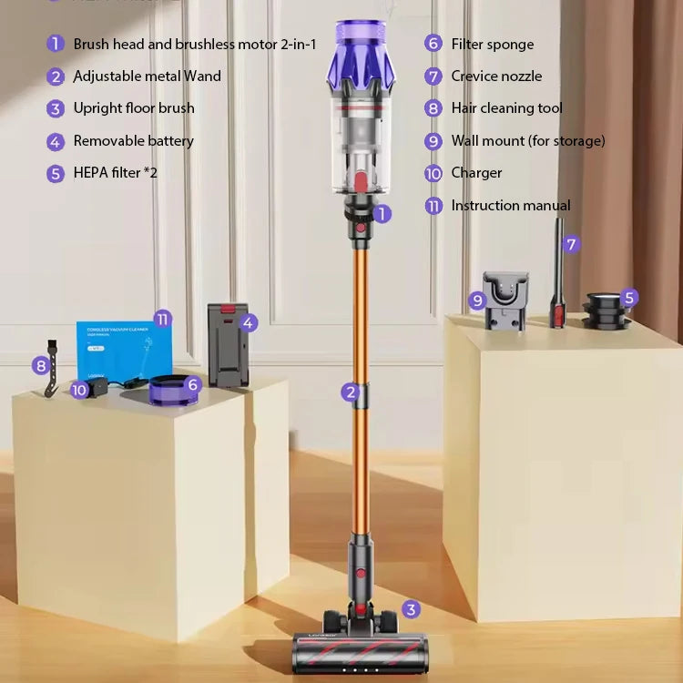 Laresar V7 500W 50KPA Suction Power Cordless Vacuum Cleaner Handheld smart Home appliance Removable Battery Dust Cup