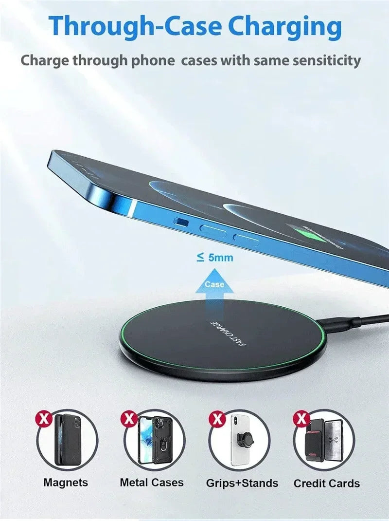 Wireless Charger Mobile Phone Chargers Pad Stand For iPhone 16 15 14 13 12 11 Pro Max Samsung Xiaomi Fast Charging Dock Station