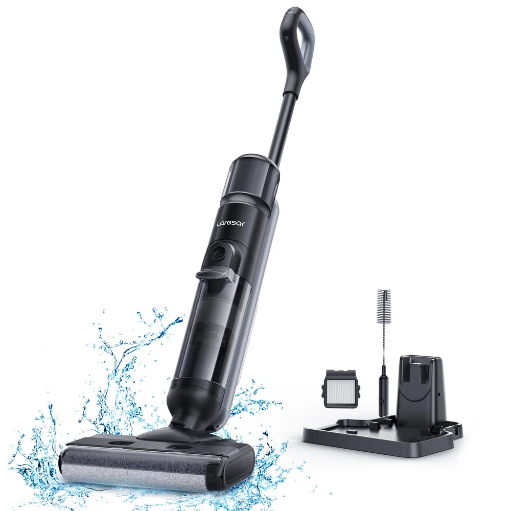 Laresar M3 Cordless Wet Dry Vacuum Cleaner Mop, Edge Cleaning 55min Auto Suction Floor Washer Self-Cleaning Smart Home Appliance