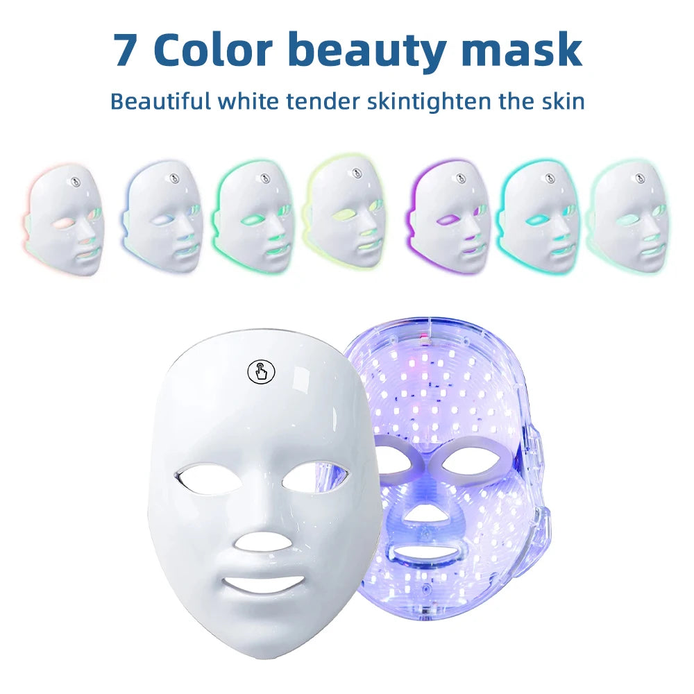 7 Colors LED Facial Mask Photon Therapy Face Skin Care Mask Anti Acne Therapy Skin Rejuvenation Wrinkle Removal Face Beauty Mask