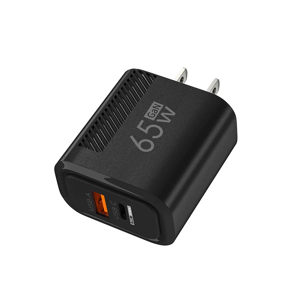 USB C GAN Charger Total 65W Fast Charging PD Type C Quick Charge High Speed Mobile Phone Adapter For iPhone 15 14 Xiaomi Samsung