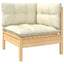 8-TLG. Garden Lounge set with cream cushion solid wood pine