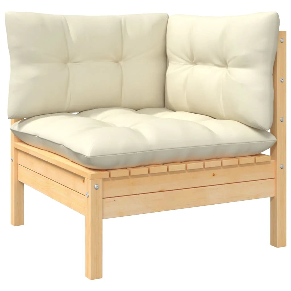 8-TLG. Garden Lounge set with cream cushion solid wood pine