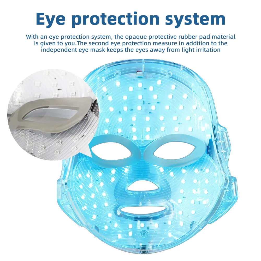 7 Colors LED Facial Mask Photon Therapy Face Skin Care Mask Anti Acne Therapy Skin Rejuvenation Wrinkle Removal Face Beauty Mask