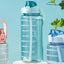 2L Portable Water Bottle with Straw & Time Marker, Large Capacity Plastic Drink Bottle for Outdoor Sports & Fitness