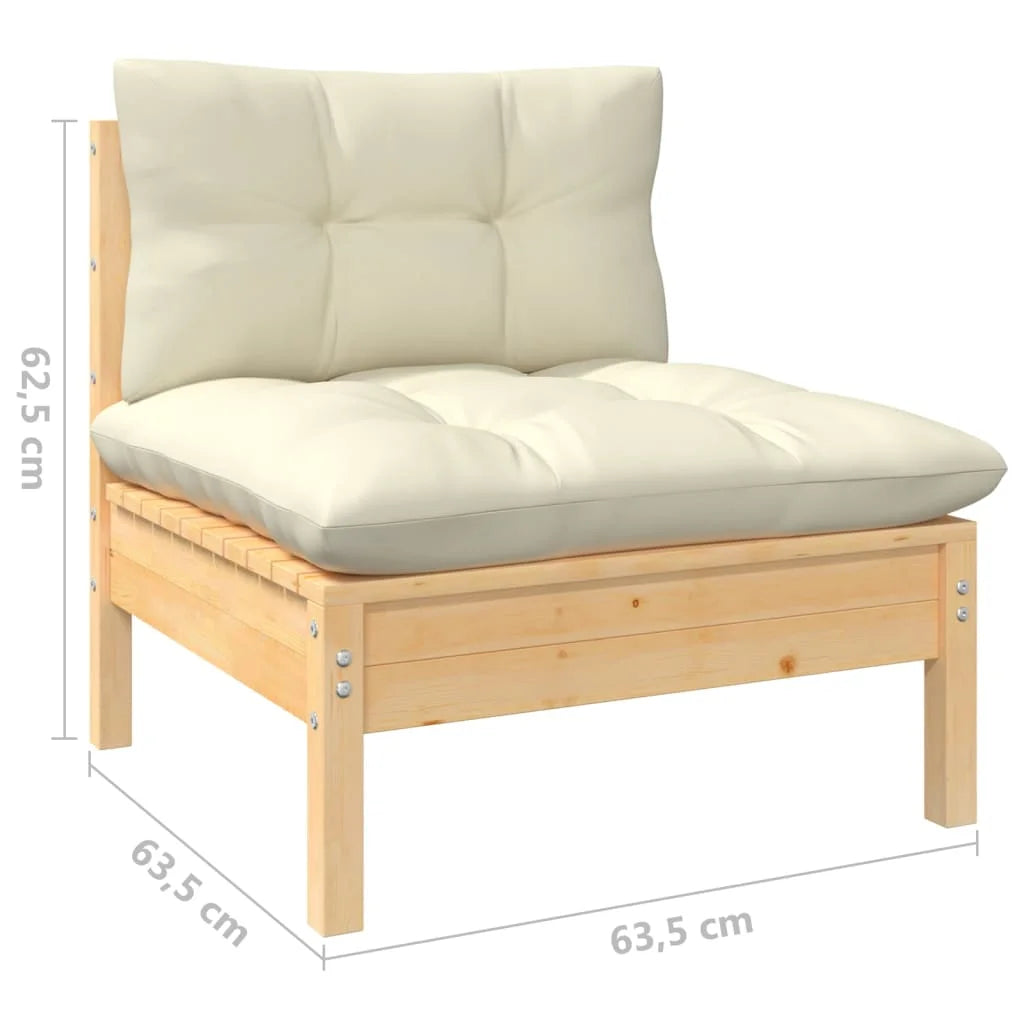 8-TLG. Garden Lounge set with cream cushion solid wood pine