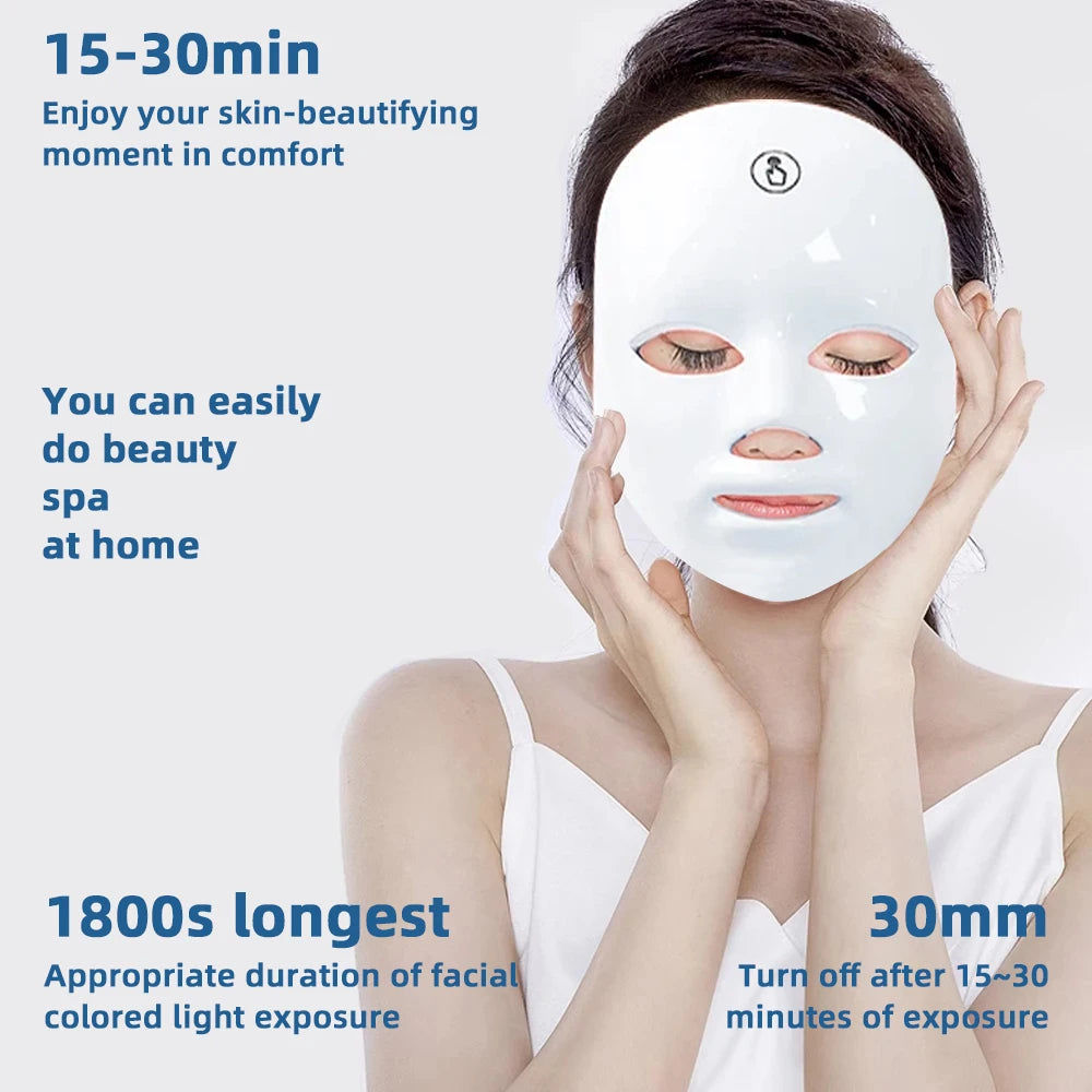 7 Colors LED Facial Mask Photon Therapy Face Skin Care Mask Anti Acne Therapy Skin Rejuvenation Wrinkle Removal Face Beauty Mask