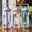 2L Portable Water Bottle with Straw & Time Marker, Large Capacity Plastic Drink Bottle for Outdoor Sports & Fitness
