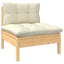 8-TLG. Garden Lounge set with cream cushion solid wood pine