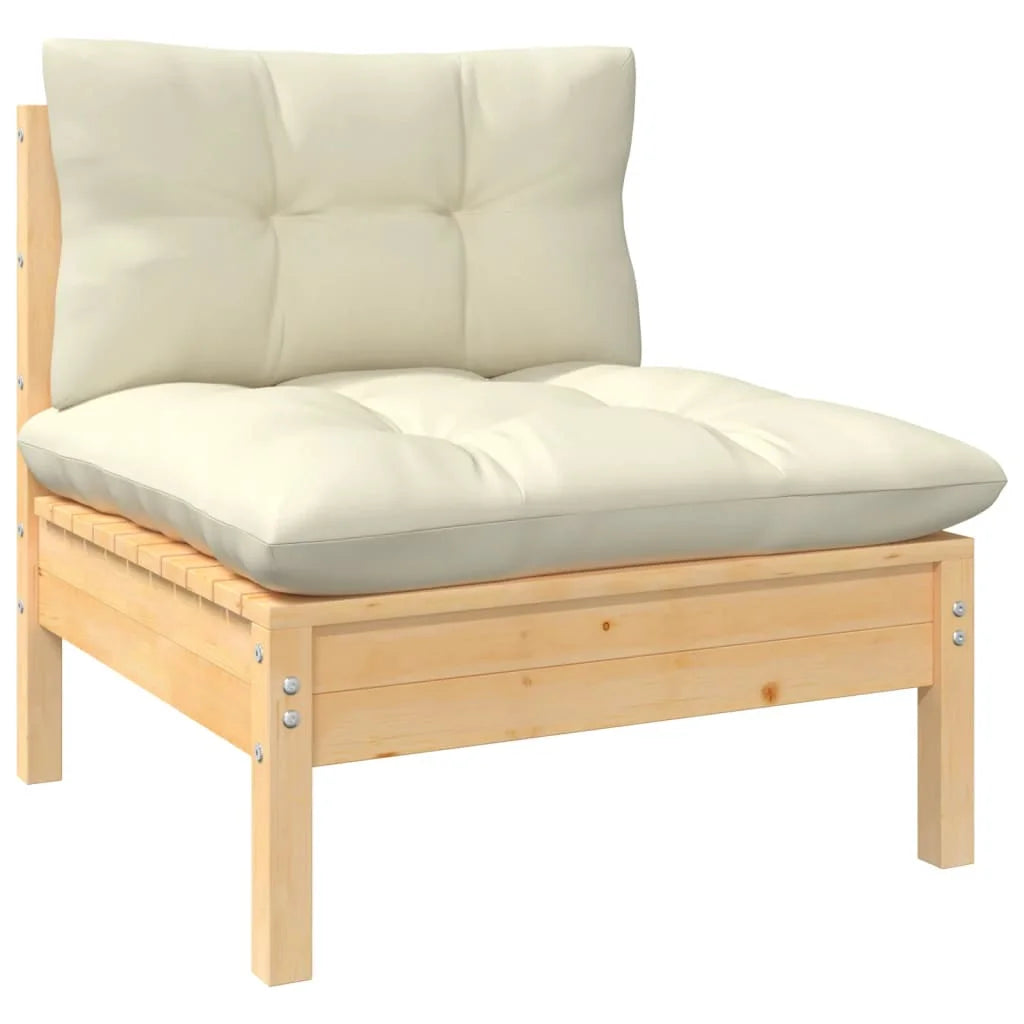 8-TLG. Garden Lounge set with cream cushion solid wood pine