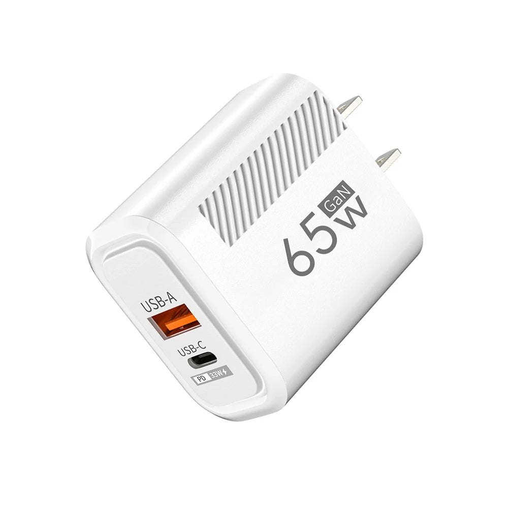 USB C GAN Charger Total 65W Fast Charging PD Type C Quick Charge High Speed Mobile Phone Adapter For iPhone 15 14 Xiaomi Samsung